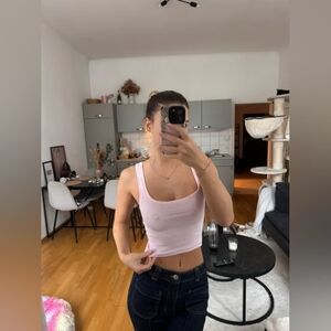 SKIMS Soft Pink Ribbed Tank Top, Size M